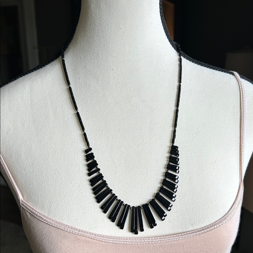Black Long Bead Necklace
